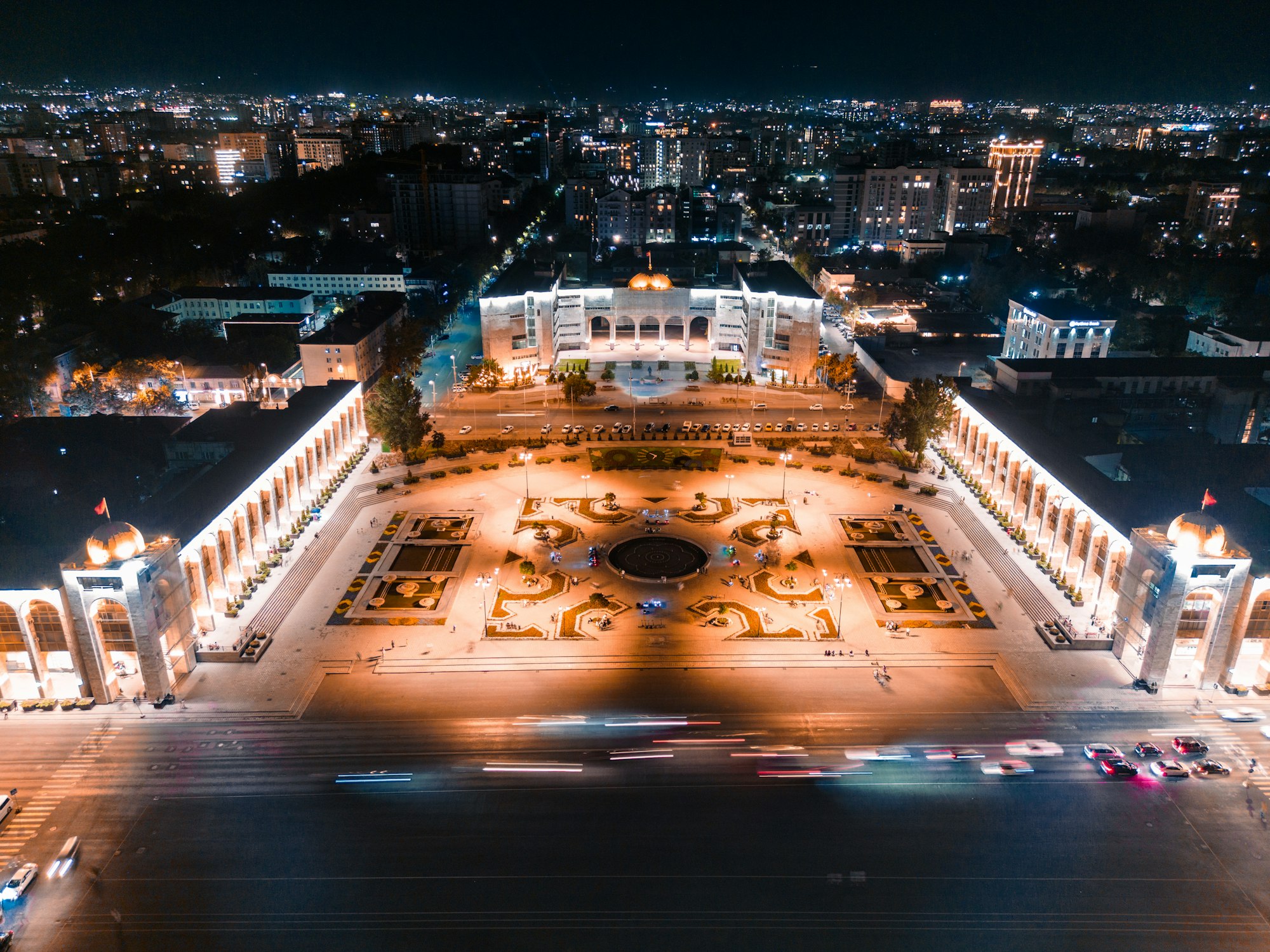 Ala-Too central square of Bishkek city at night